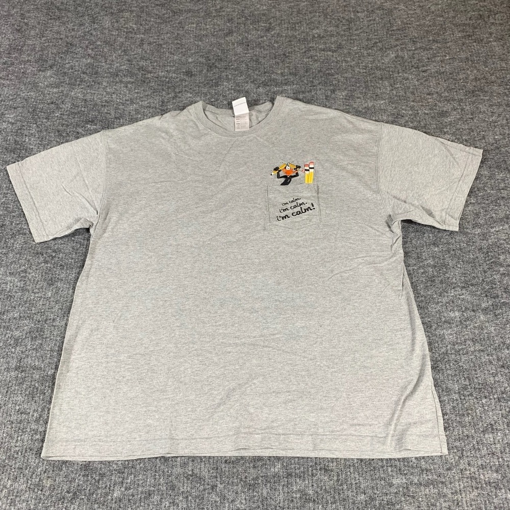 VTG Warner Bros Daffy Duck Shirt Mens 2XL Gray Im Fine Daffy‎ Duck Embroidered